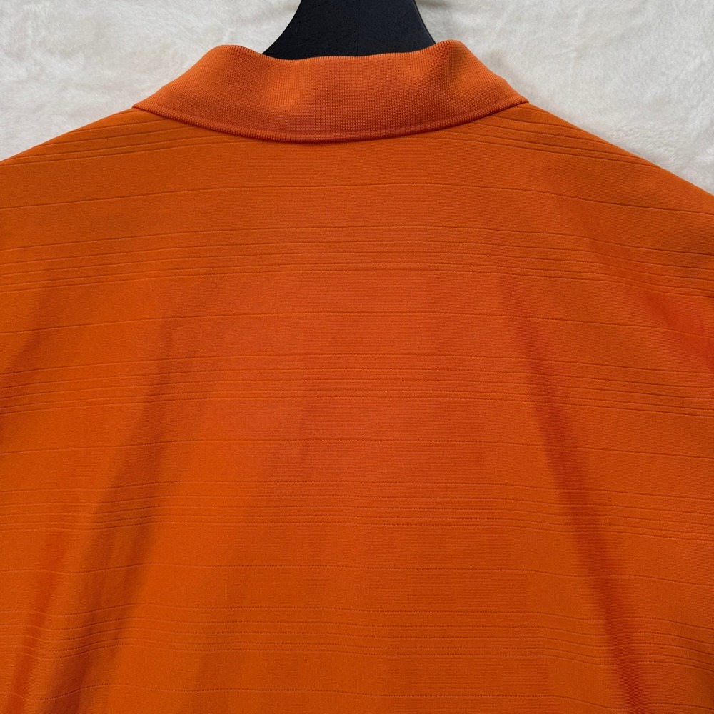 U.S. Polo Assn Golf Polo Shirt Mens Large Orange Textured Stripe Short Sl - Picture 8 of 11